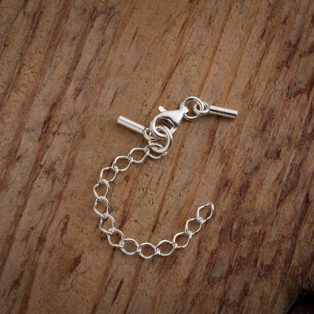 Bead bracelet clasp Sleeve set with CHP lock and extension, AG 925 silver