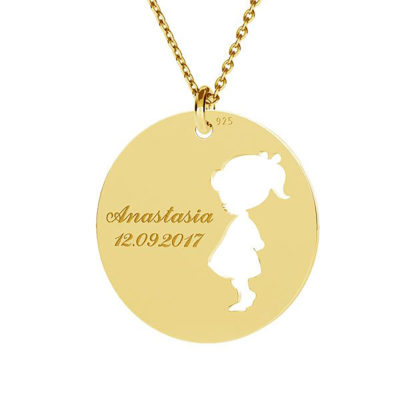 Pendant - round tin - girl, silver Pendant - round tin - girl, AG 925 silver